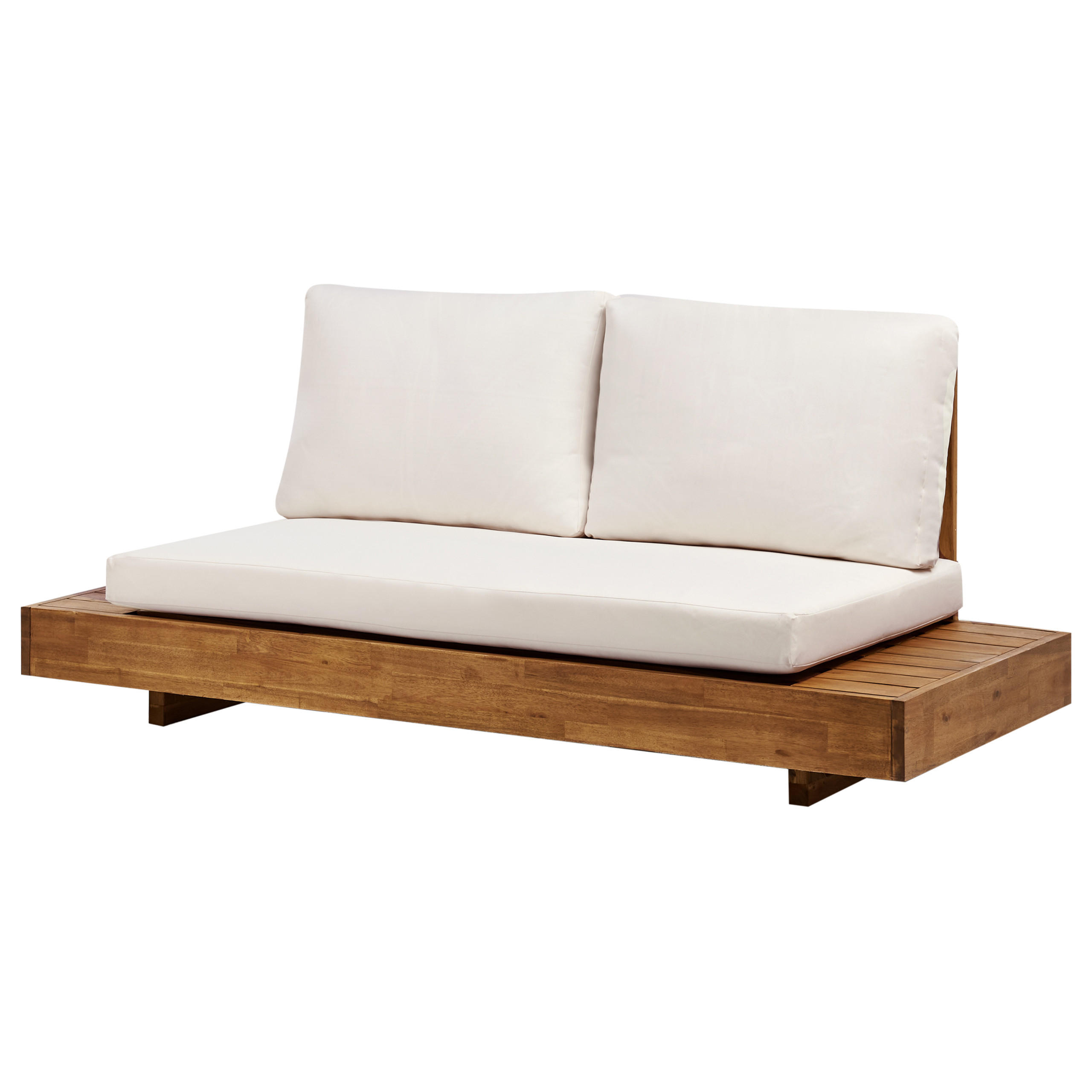 LOUNGESOFA 2-Sitzer Heller Holzfarbton Marettimo - Hellbraun/Weiß, Holz (167/70/68cm) - Beliani