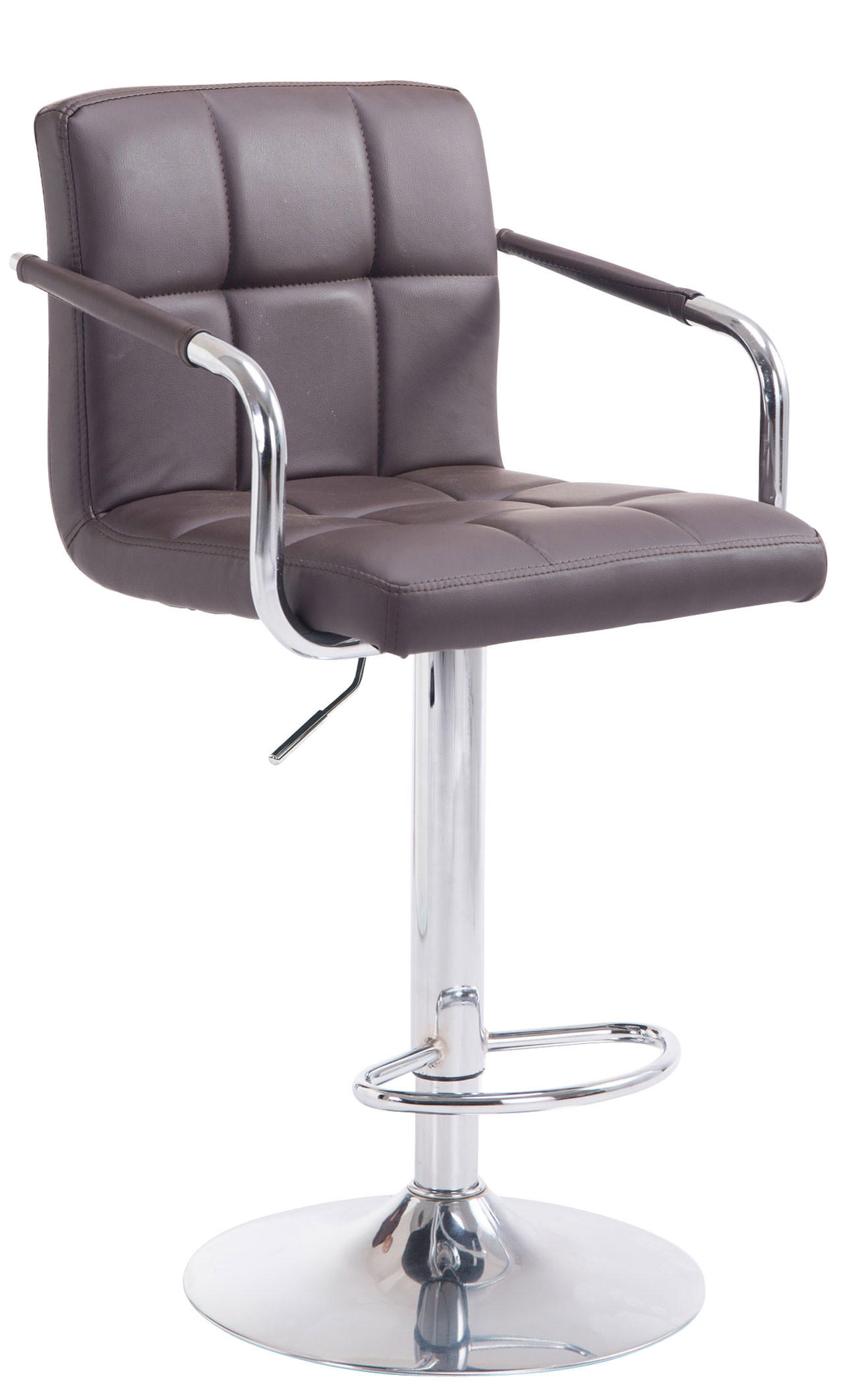 BARHOCKER Lederlook braun - Chromfarben/Braun, Textil/Metall (54/91/46cm) - CLP