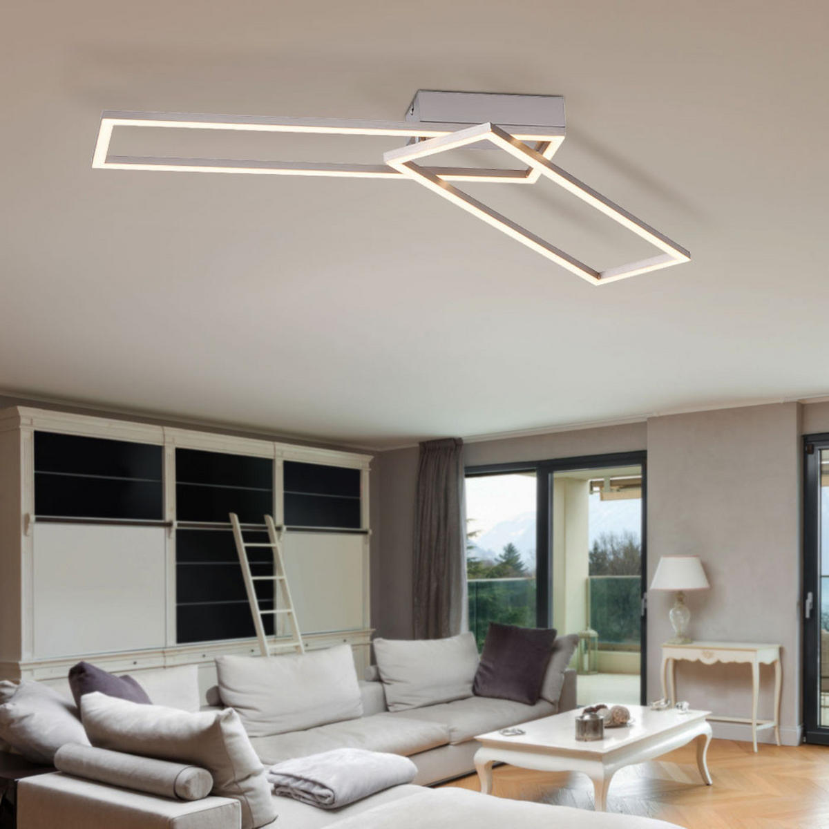 LED DECKENLEUCHTE Stahlfarben Silber - Silberfarben, Metall (92.4/22/7cm)