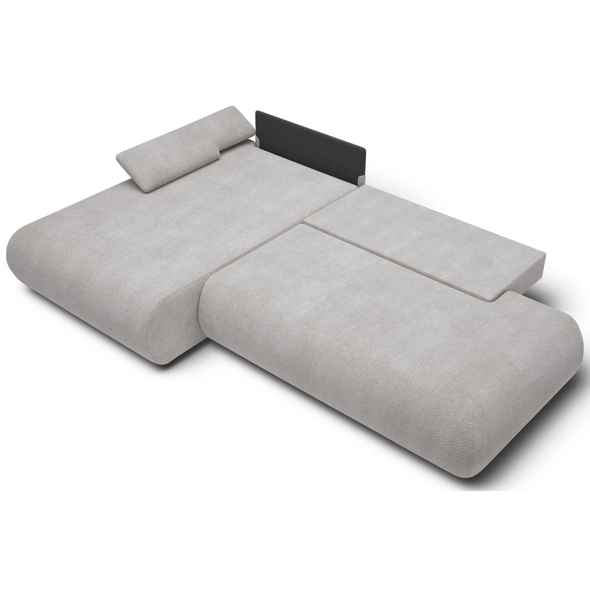 ECKSOFA Armone Hellgrau Chenille - Hellgrau/Schwarz, Kunststoff/Textil (286/173.5cm) - Selsey
