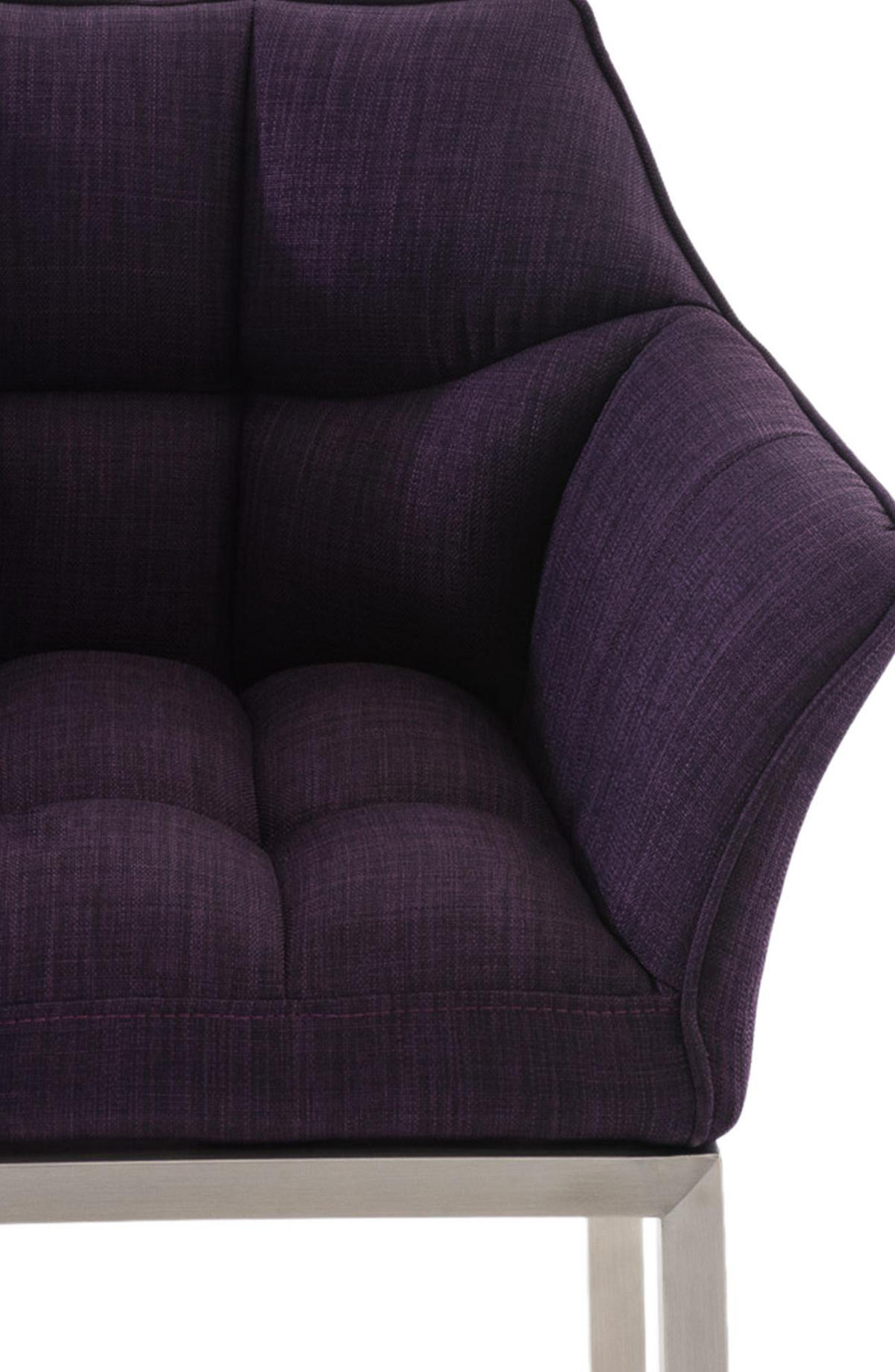 BARHOCKER Stoff lila - Edelstahlfarben/Lila, Textil/Metall (64/110/48cm) - CLP