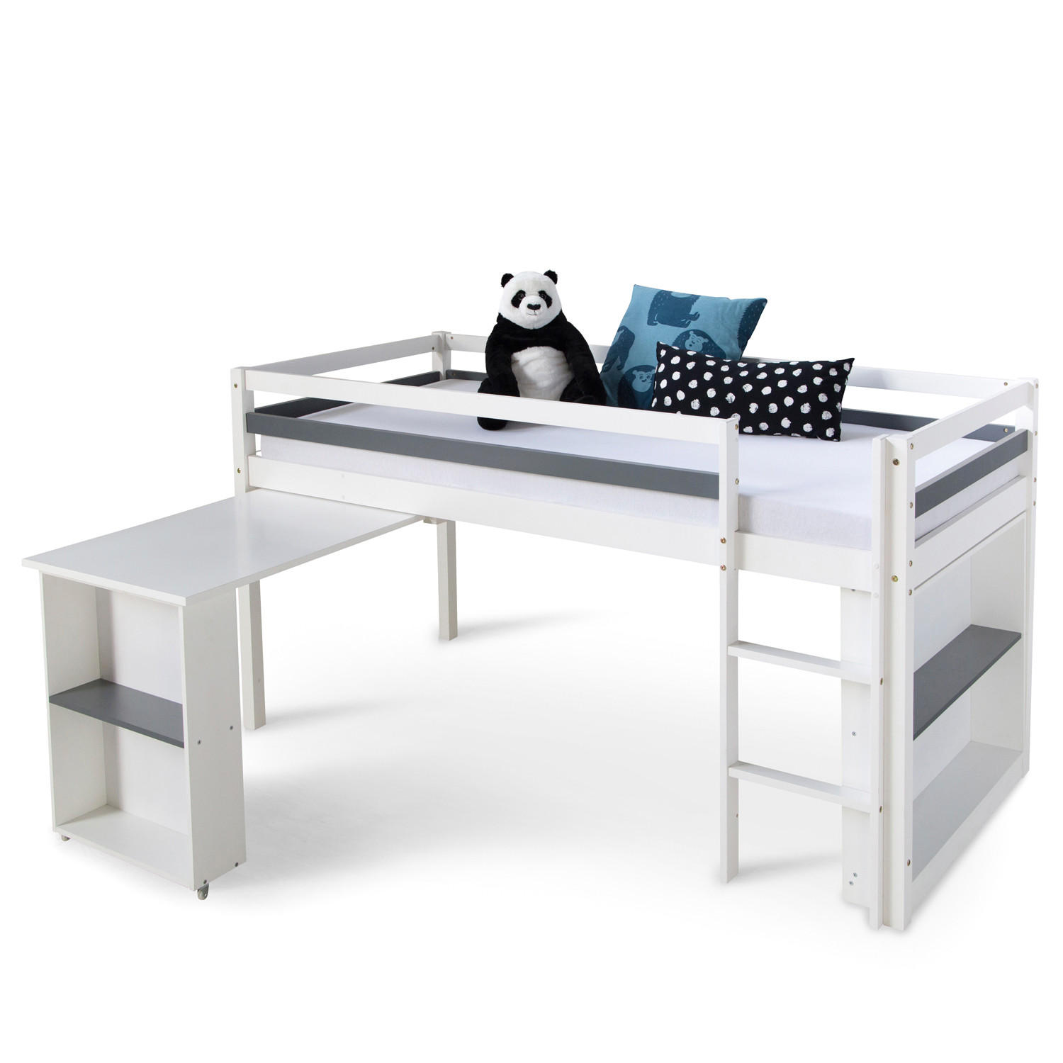 HOCHBETT 90/200 cm in weiß mit Schreibtisch - Weiß, Holz - Homestyle4u