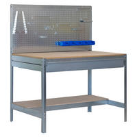 WERKBANK BUFFALO mit Werkzeugwand und Schubfach | HxBxT 84x150x61cm | Traglast 600kg | Verzinkt - Silberfarben, Metall (150/84/61cm) - PROREGAL