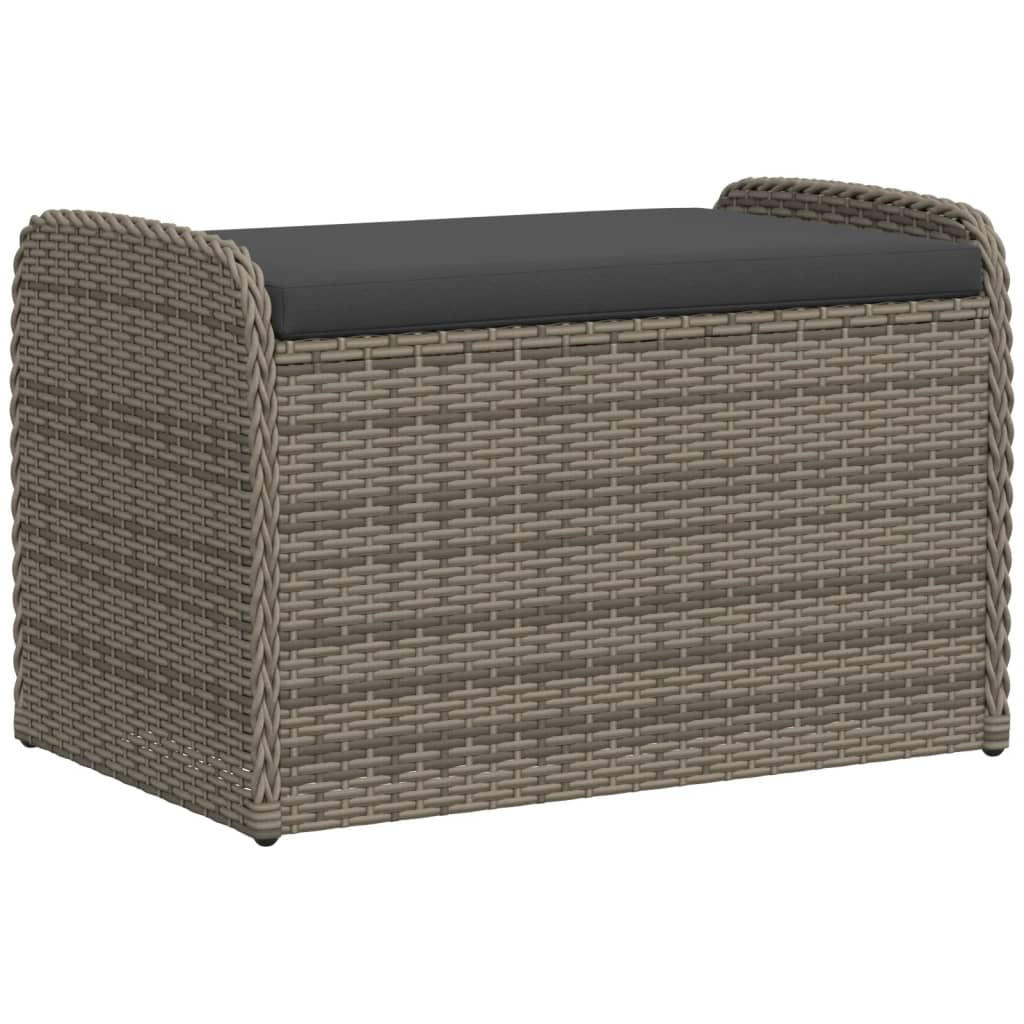 SITZBANK Mit Stauraum & Kissen Grau 80/51/52 Cm Poly Rattan - Schwarz/Grau, Kunststoff/Textil (80/52/51cm) - vidaXL