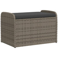 SITZBANK Mit Stauraum & Kissen Grau 80/51/52 Cm Poly Rattan - Schwarz/Grau, Kunststoff/Textil (80/52/51cm) - vidaXL