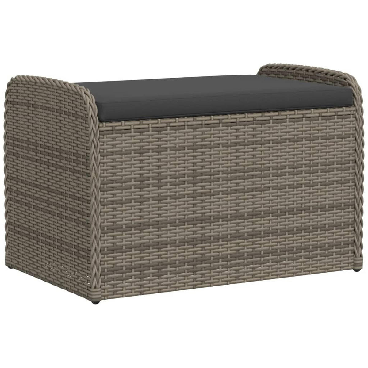 SITZBANK Mit Stauraum & Kissen Grau 80/51/52 Cm Poly Rattan - Schwarz/Grau, Kunststoff/Textil (80/52/51cm) - vidaXL
