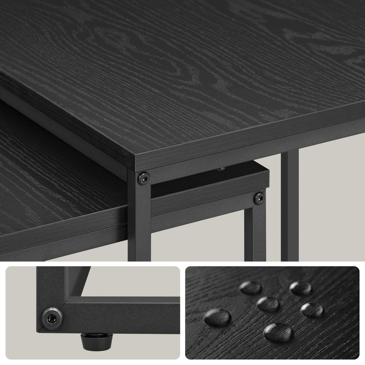 COUCHTISCH 2er Set quadratisch - Schwarz, Holzwerkstoff (50/50/50.5cm) - Mat-Haus