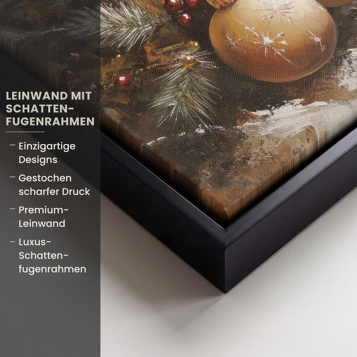 LEINWAND Bilder mit Rahmen - Weihnachten - Kugeln - Beige - Gold - 20x30 - Goldfarben, Textil (20/30cm) - MuchoWow
