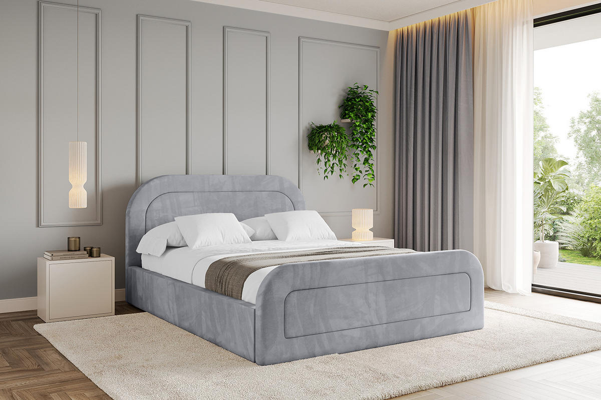 POLSTERBETT mit Bettkasten, Fußteil und Lattenrost, Boxbett mit Matratze H3/H4 - LERAY-Z 180x200 Hellgrau - Hellgrau, Holzwerkstoff/Textil (180/200cm) - ALTDECOR
