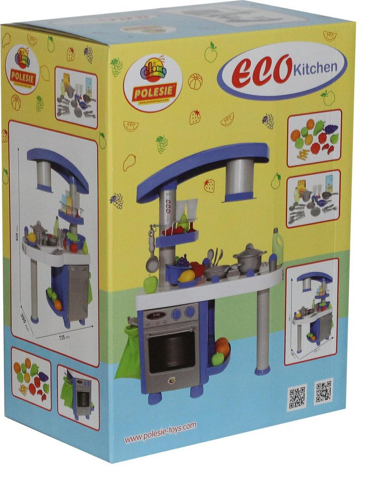 SPIELKÜCHE Eco 56290 92 cm grau Backofen, Herd, Spülbecken, Kühlschrank, Müllsack, Abzugshaube - Grau, Kunststoff (73/39/92cm) - Polesie