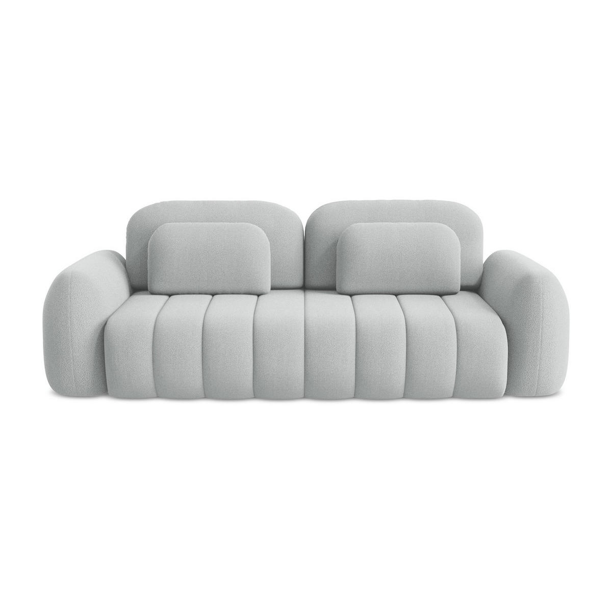 3-SITZER SOFA mit Schlaffunktion Bouclé Stoff Grau - Hellgrau/Schwarz, Holzwerkstoff/Kunststoff (266/95/121cm) - LaMiaSofa