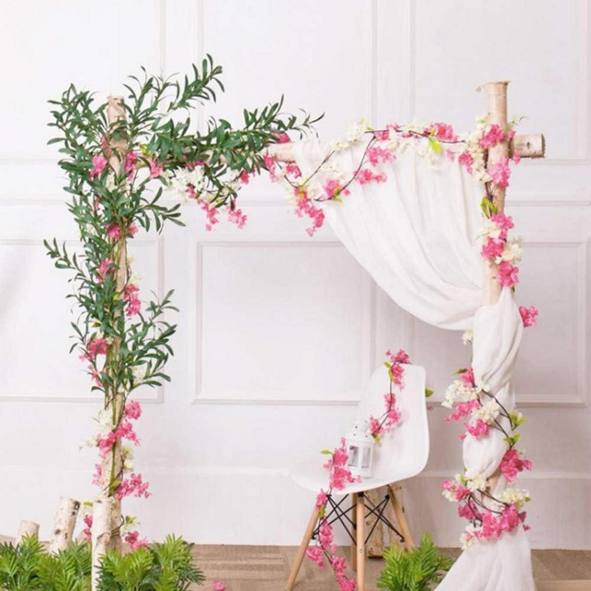 KÜNSTLICHE Kirschblütengirlande 2-teiliges Set 180 cm - Rosa, Kunststoff (40cm)