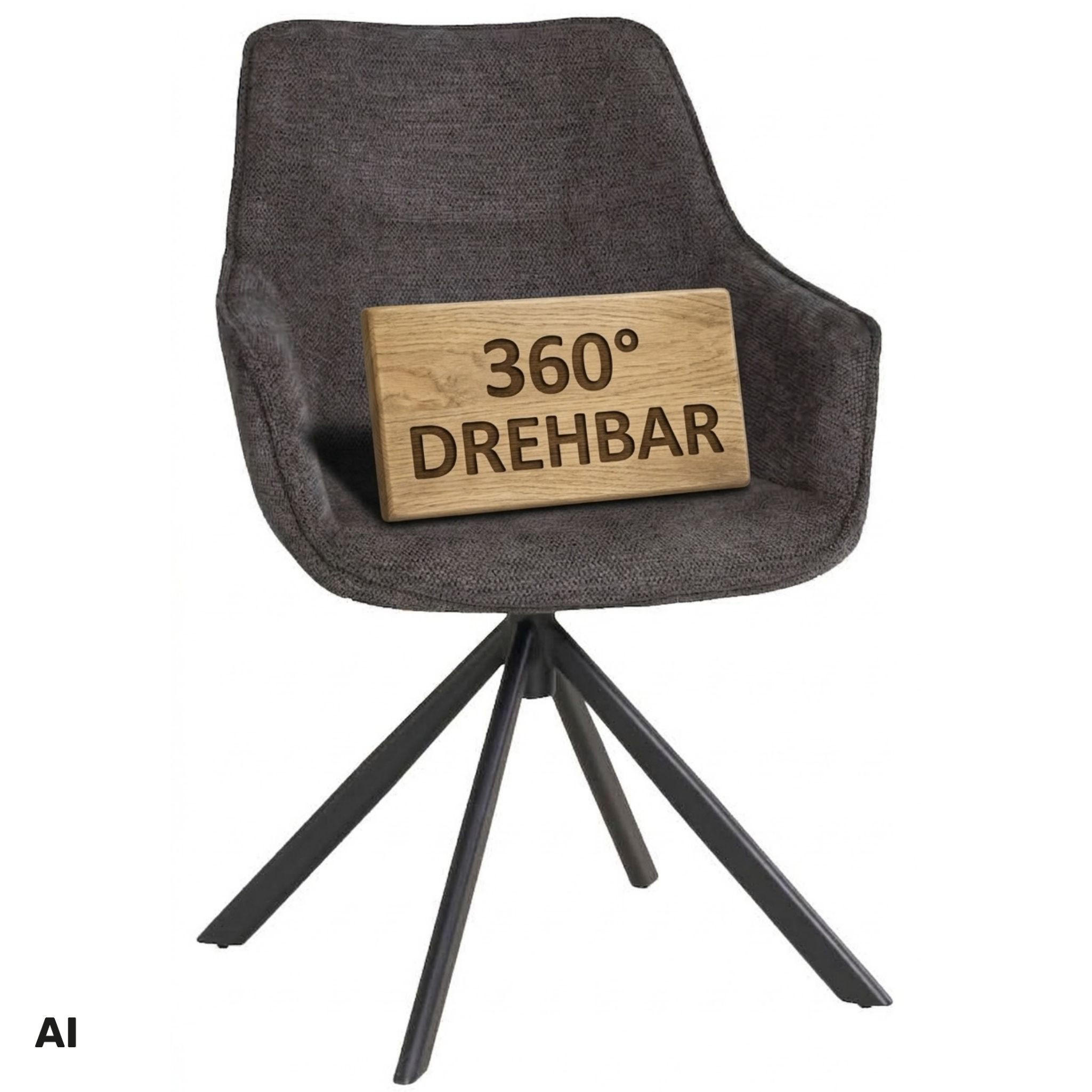 ESSZIMMERSTUHL drehbar San Carlo grau - Schwarz/Grau, Textil/Metall (57/87/67cm) - Mr. Deko