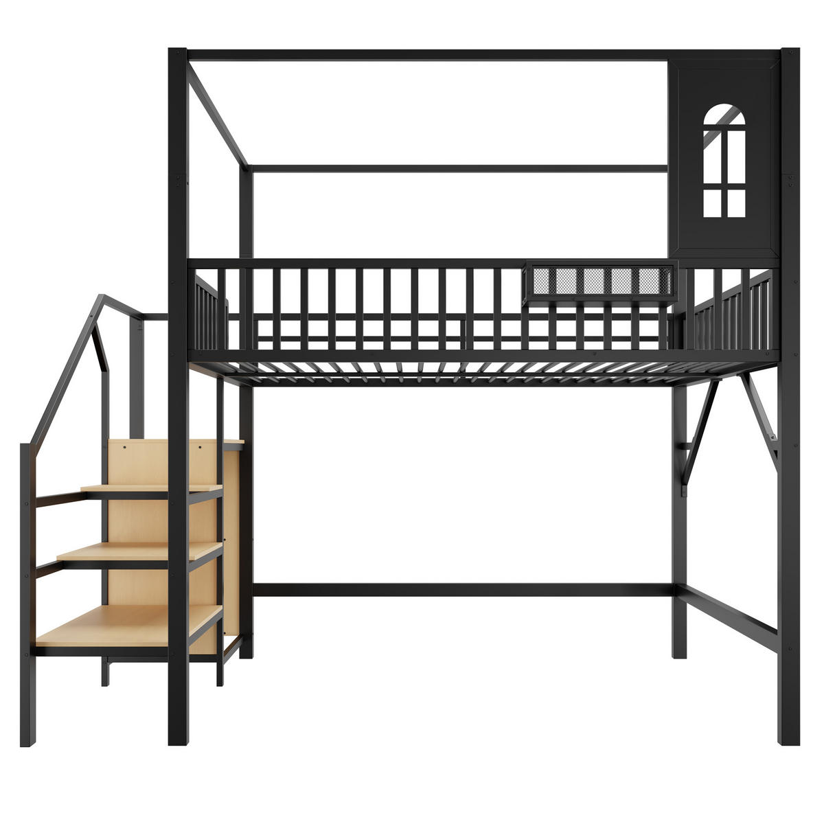 HOCHBETT 140/200 cm Metall mit Dachdesign, DE-41586, in Schwarz - Schwarz, Metall (140/200cm) - ComfortXL