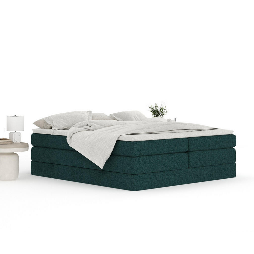 Thumbnail - Maison de Reve Boxspringbett, Grün, Textil, Buche, Kiefer, H3 + H4, 7-Zonen, Höhe ca. 40 cm, 180x200 cm, Handmade in Eur...