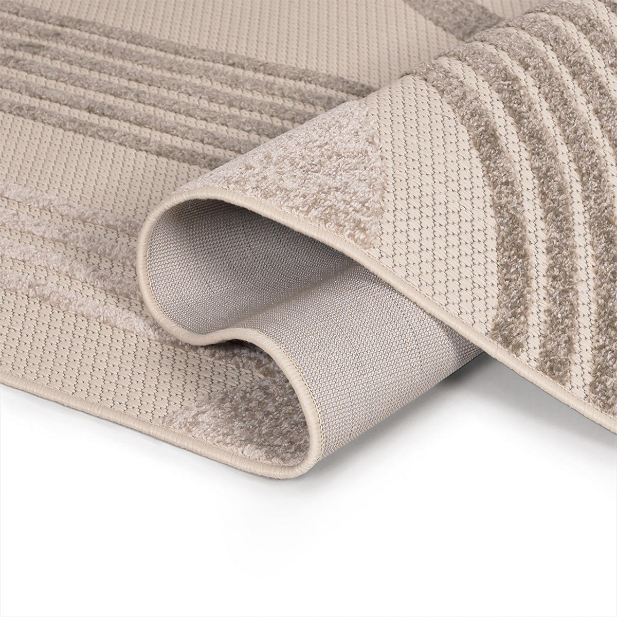 TEPPICH In-& Outdoor Fano Sole Mazovia 120x170cm Braun Creme Geometrisch Kurzflor - Grau, Textil (120/170cm) - Mazovia