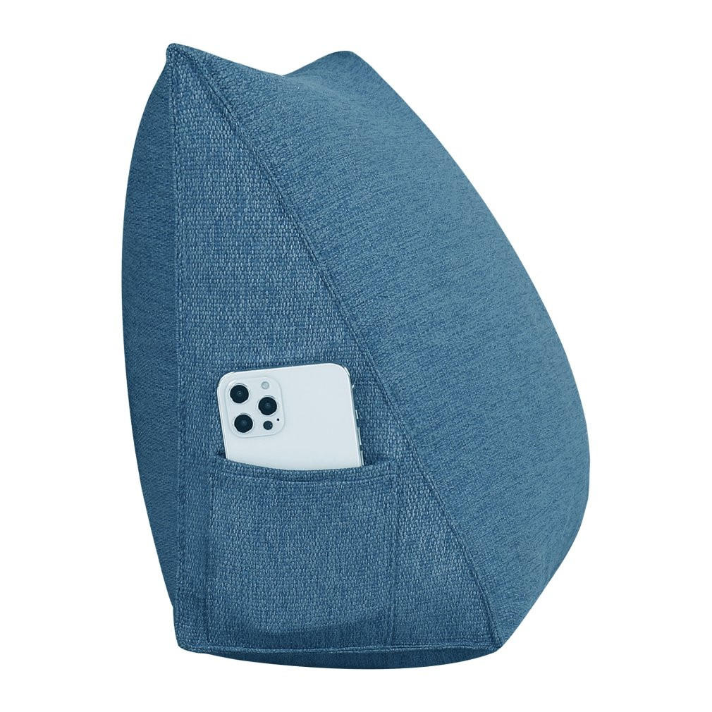 RÜCKENKISSEN für Bett Leinenlook Blau 45 cm - Blau, Textil (35/45cm) - Vercart
