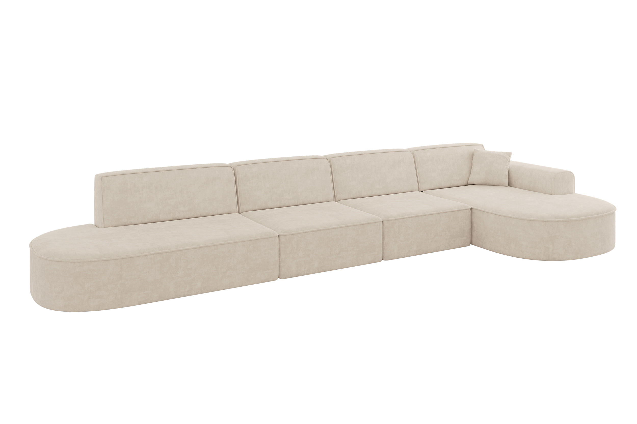 ALTDECOR ROHOVÁ SEDACÍ SOUPRAVA s otomanem vpravo MARI-L3 – 413 x 171 x 79 cm, béžový velur