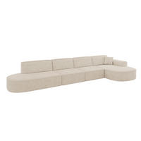 ECKSOFA Ottomane Rechts MARI-L3 - 413x171x79 cm Beige Velours - Beige/Schwarz, Holzwerkstoff/Kunststoff (171/413cm) - ALTDECOR
