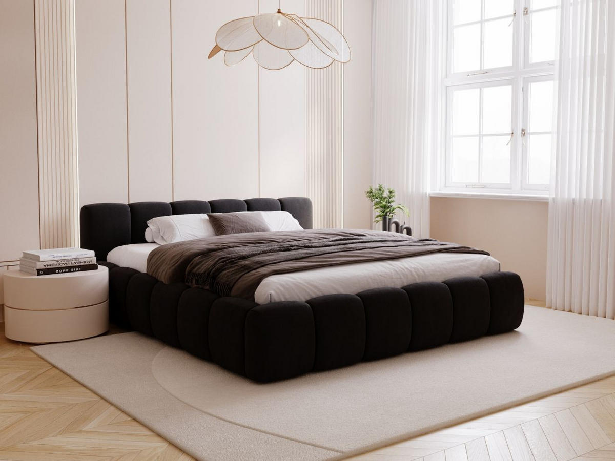 POLSTERBETT Cloud low 160x200 Schwarz - Schwarz, Textil (160/200cm) - Graingold