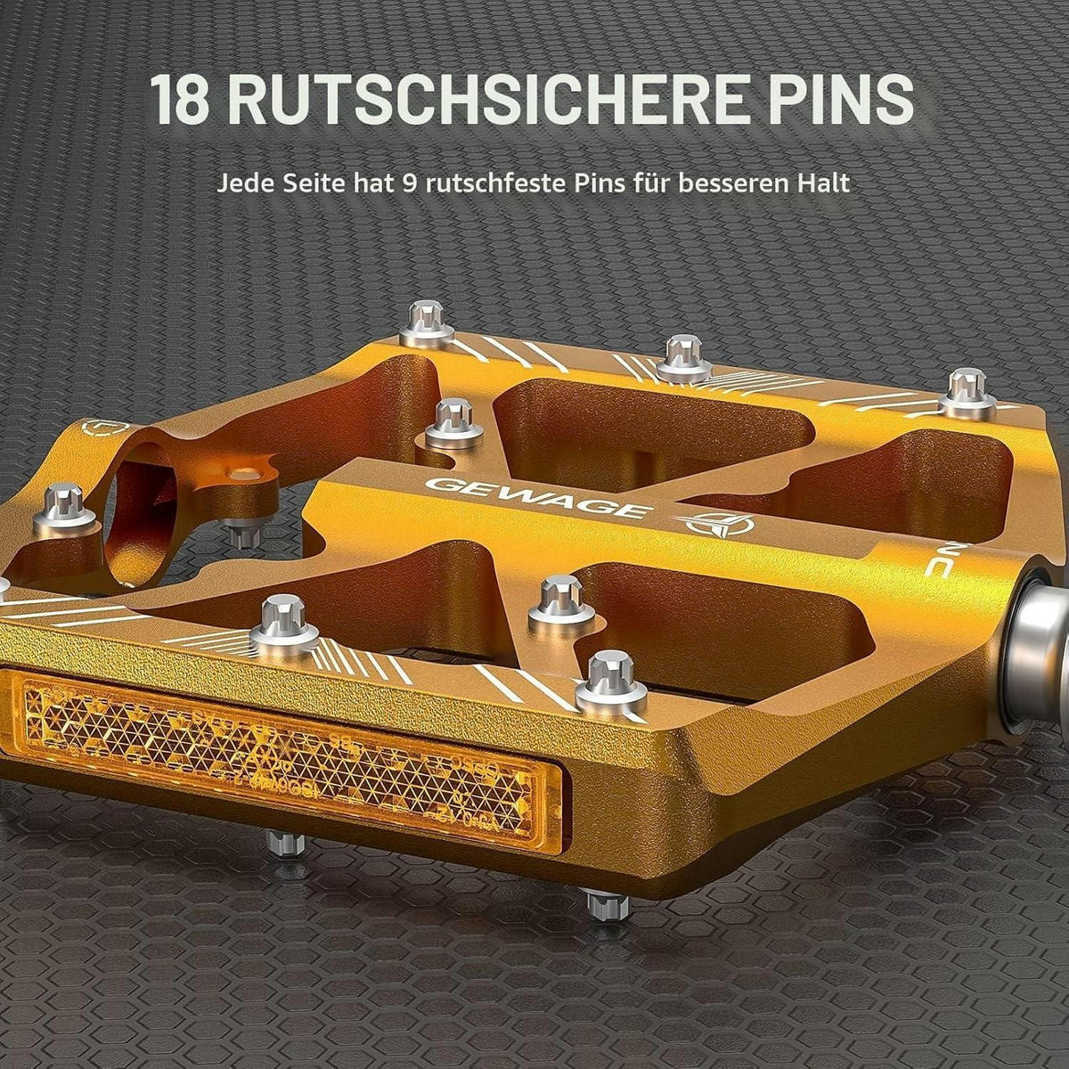 FAHRRADPEDALE Aluminium mit Reflektoren Gold - Goldfarben, Metall (9.8/1.5/10.1cm)