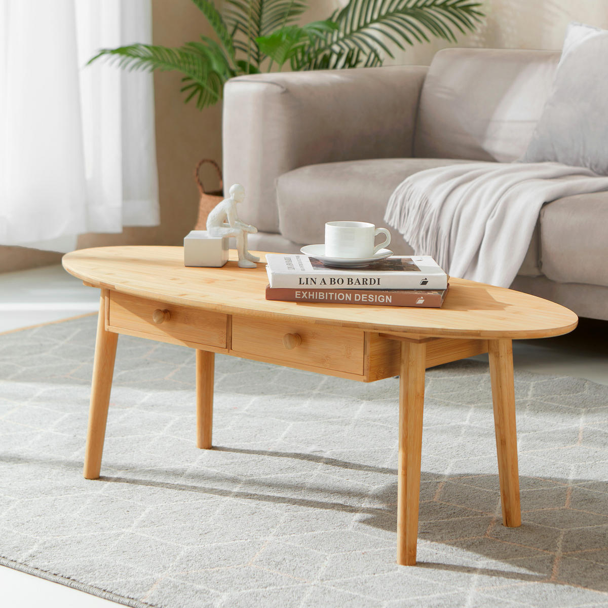 COUCHTISCH Harboøre 100/48/37 - Beige, Naturmaterialien (48/100/37cm) - [en.casa]