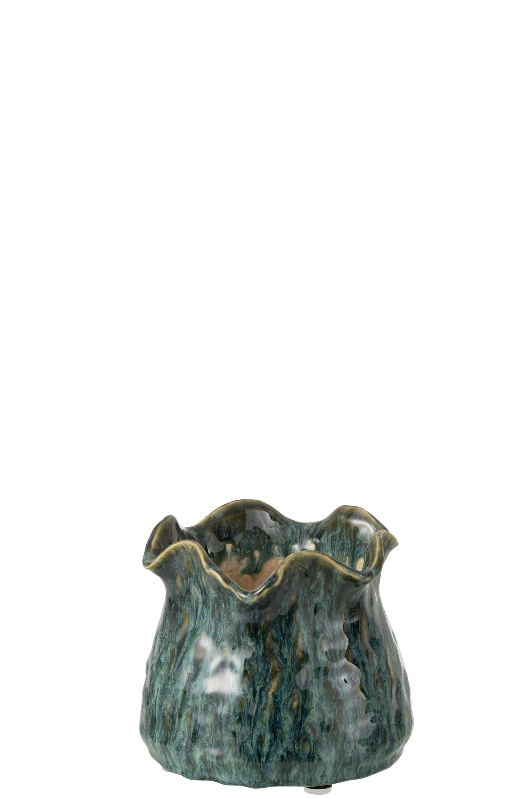 BLUMENTOPF RONNY UNREGELMÄßIG Blau - Blau, Keramik (15.5/13.5cm) - J-Line