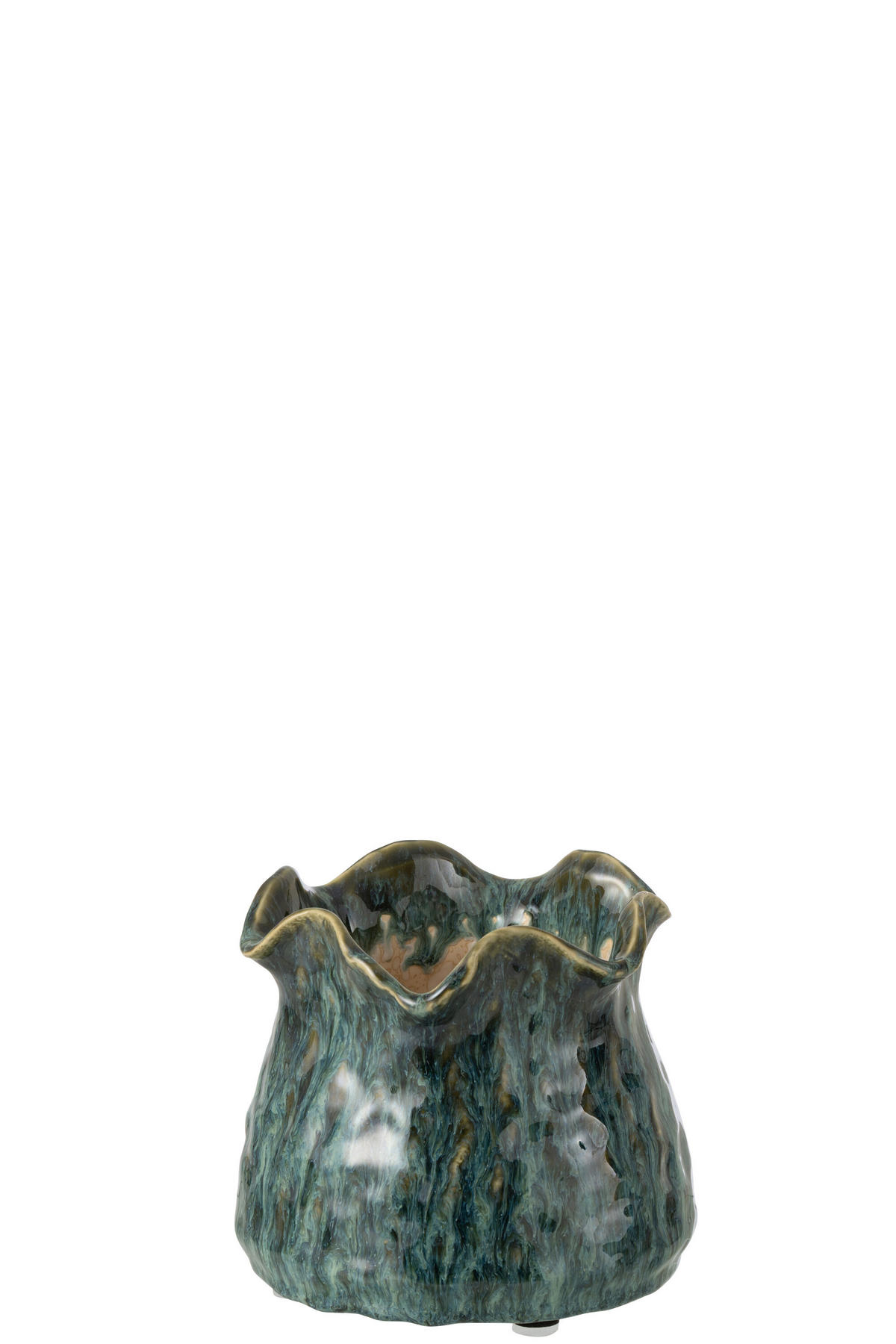 BLUMENTOPF RONNY UNREGELMÄßIG Blau - Blau, Keramik (15.5/13.5cm) - J-Line