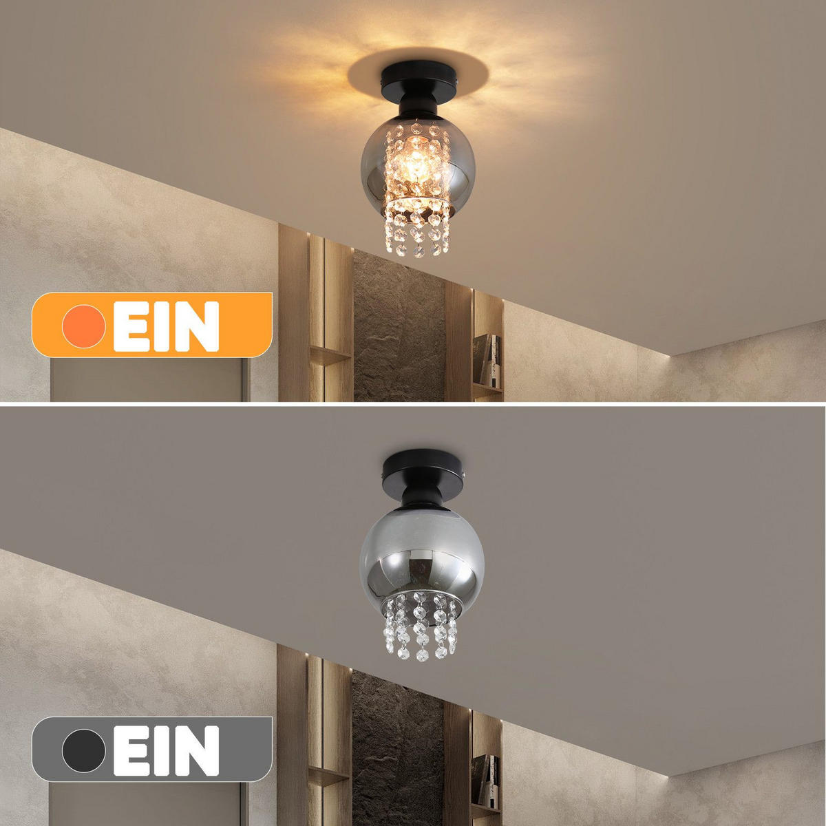 DECKENLEUCHTE Mancini 24/10/15 cm - Schwarz, Metall (10/24/15cm) - Nettlife