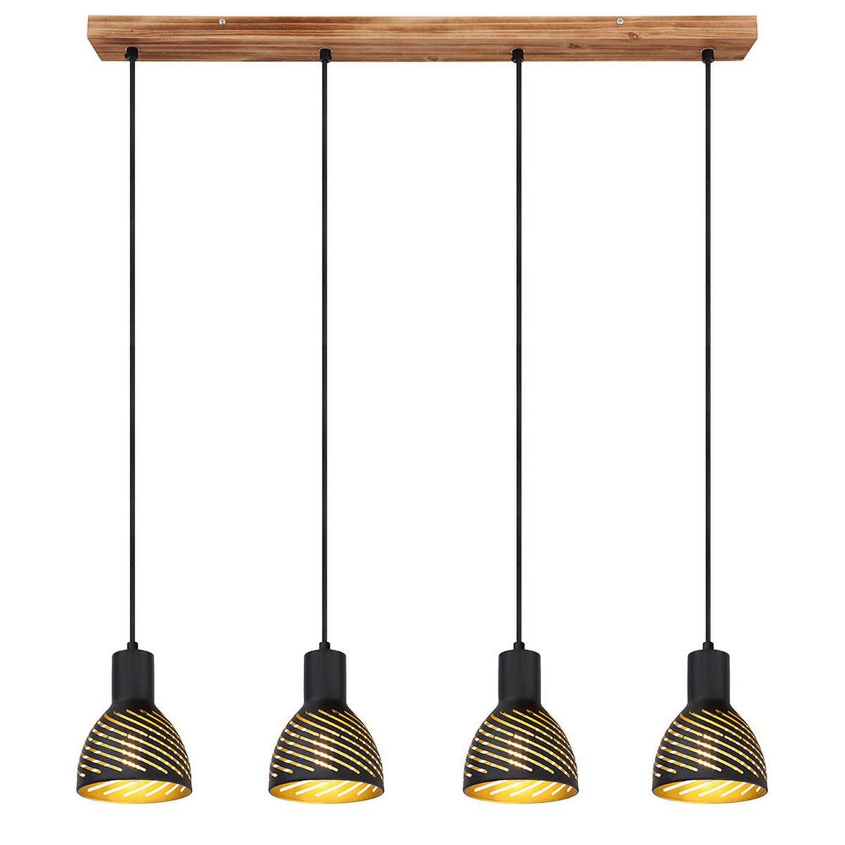 LED HÄNGELEUCHTE Metall Schwarz Gold Holzoptik - Schwarz, Metall (90/12.5/120cm) - Globo Lighting