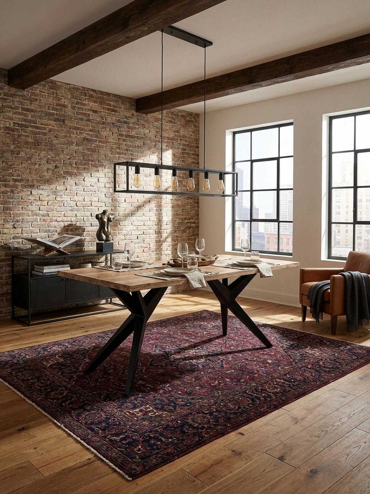 ESSTISCH Massivholz Metall Rechteckig Loft-Stil, Akazie 200x100x76 cm - Schwarz/Akaziefarben, Holz/Metall (100/200/76cm) - KADIMA DESIGN