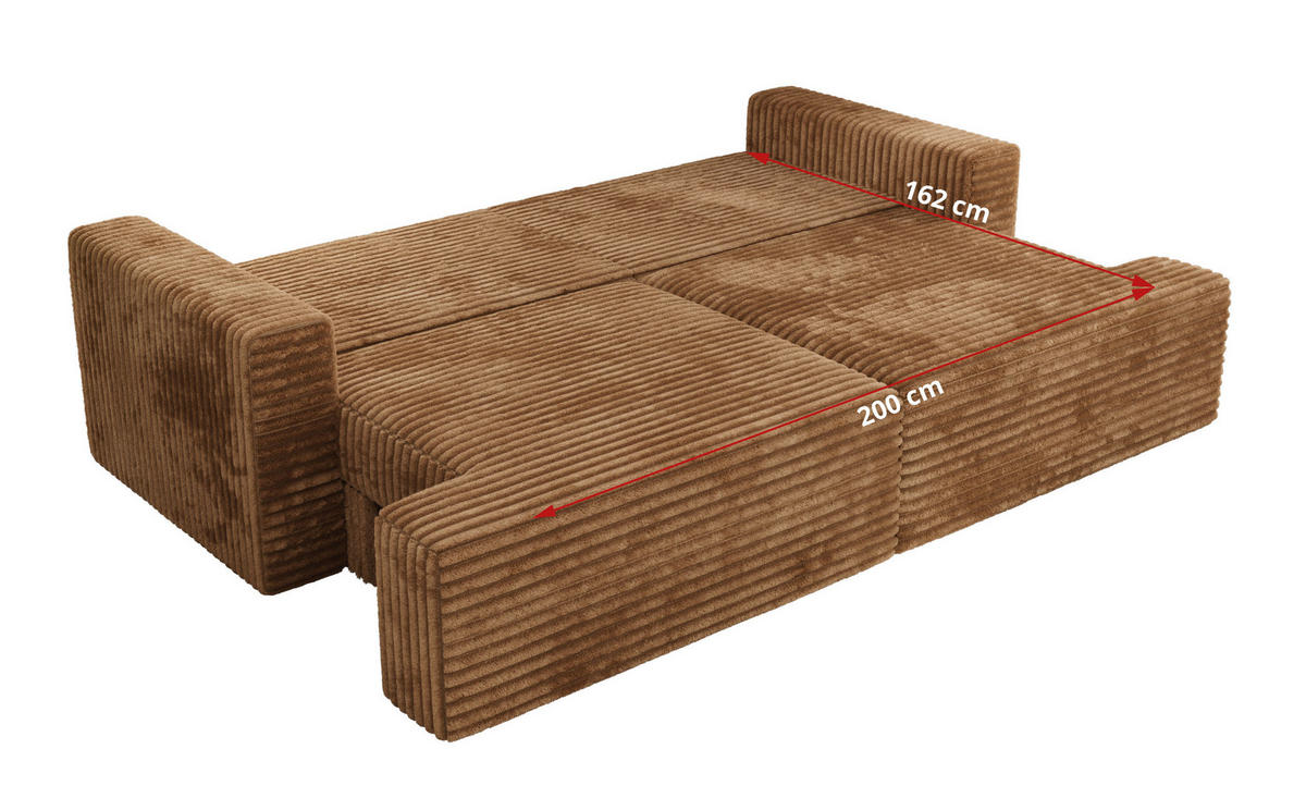 4-SITZER SOFA VIRELLA Orange Cord - Schwarz/Orange, Textil (240/88/115cm) - MKS