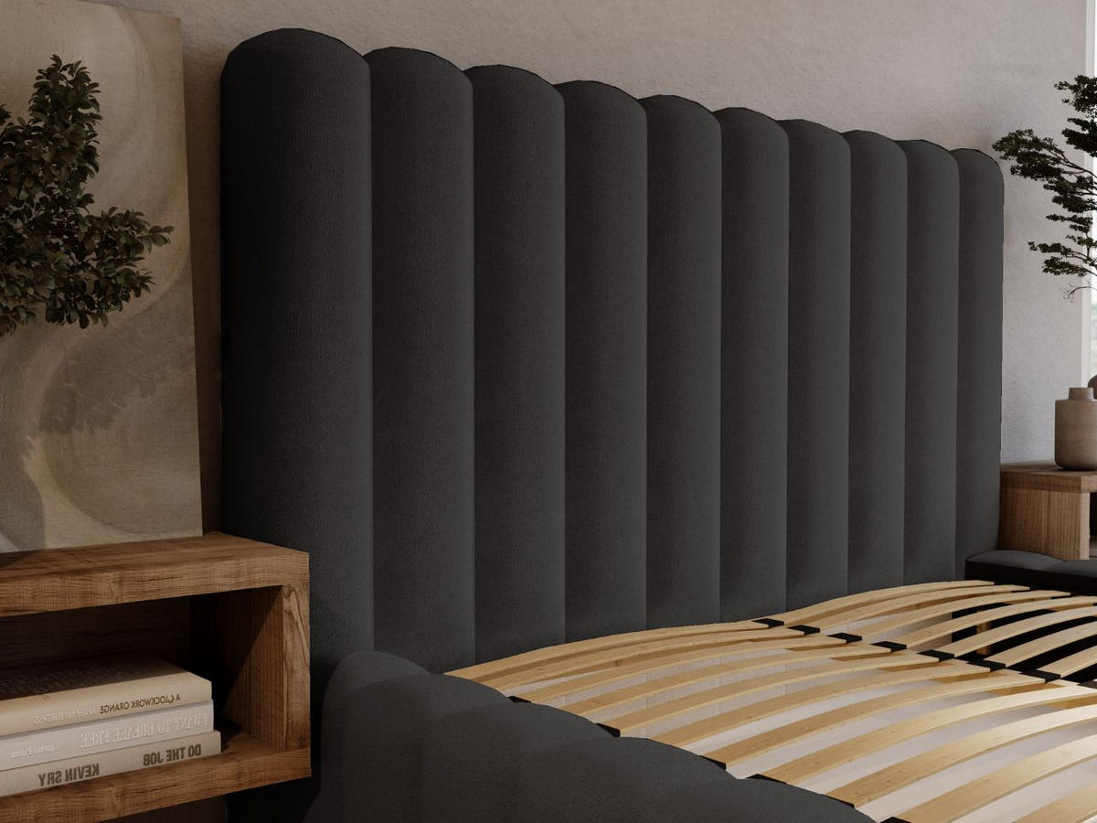 POLSTERBETT Rotto 180x200 Schwarz - Schwarz/Naturfarben, Holz/Kunststoff (180/200cm) - Graingold