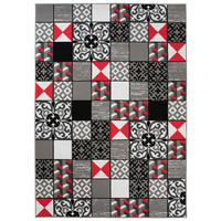 TEPPICH MAYA Rot Mosaik Karo Floral 250/300 cm - Rot, Textil (250/300cm) - Tapiso