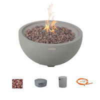 FEUERTISCH Nantucket Gasfeuerstelle aus GF-Beton - 2-tlg. Set inkl. Gasflaschen-Abdeckung - Hellgrau, Naturmaterialien (68/36/68cm) - Elementi