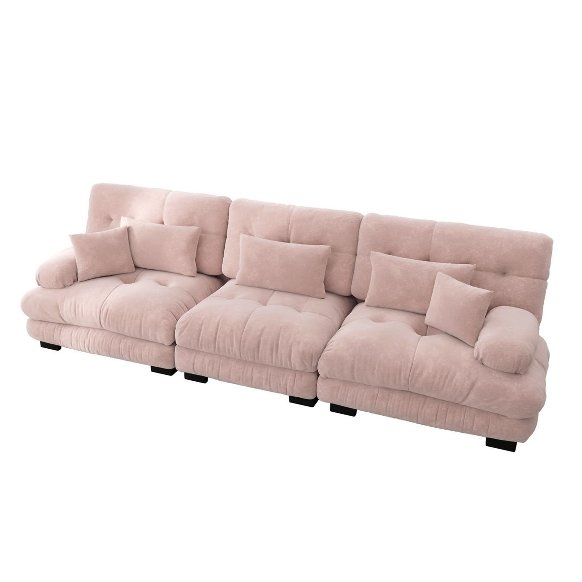 ECKSOFA 313/77/81 cm rosa aus Chenille mit Tiefsitz und modularer Form - Pink, Textil (77/313cm) - OKWISH