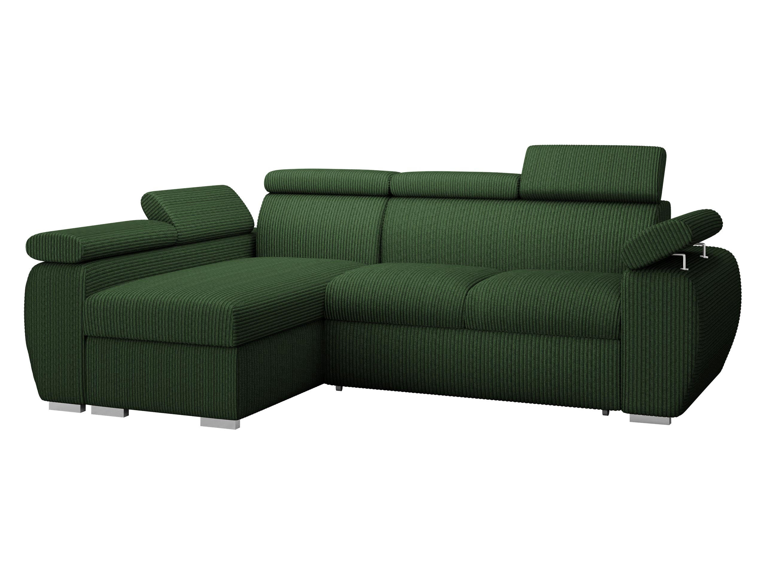 ECKSOFA Boston Mini Premium Cord 2RLC, Seite: Links LC+2R - Chromfarben/Grün, Holz/Textil (255/170cm) - MIRJAN24
