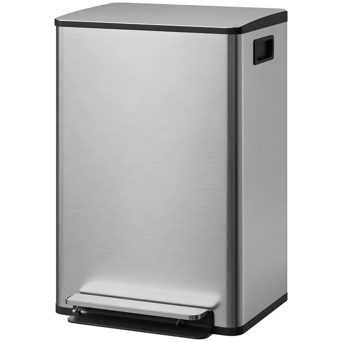 TRETEIMER Silber Soft-Close Pedal Edelstahl 50L - Silberfarben, Metall (41.7/62/36.6cm) - PANGIVO