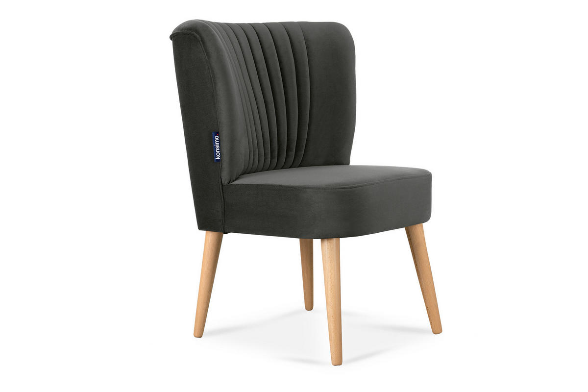 COCKTAILSESSEL DUCO auf hohen Beinen, Graphit/Buche - Buchefarben/Graphitfarben, Holz/Textil (63/89/65cm) - KONSIMO®