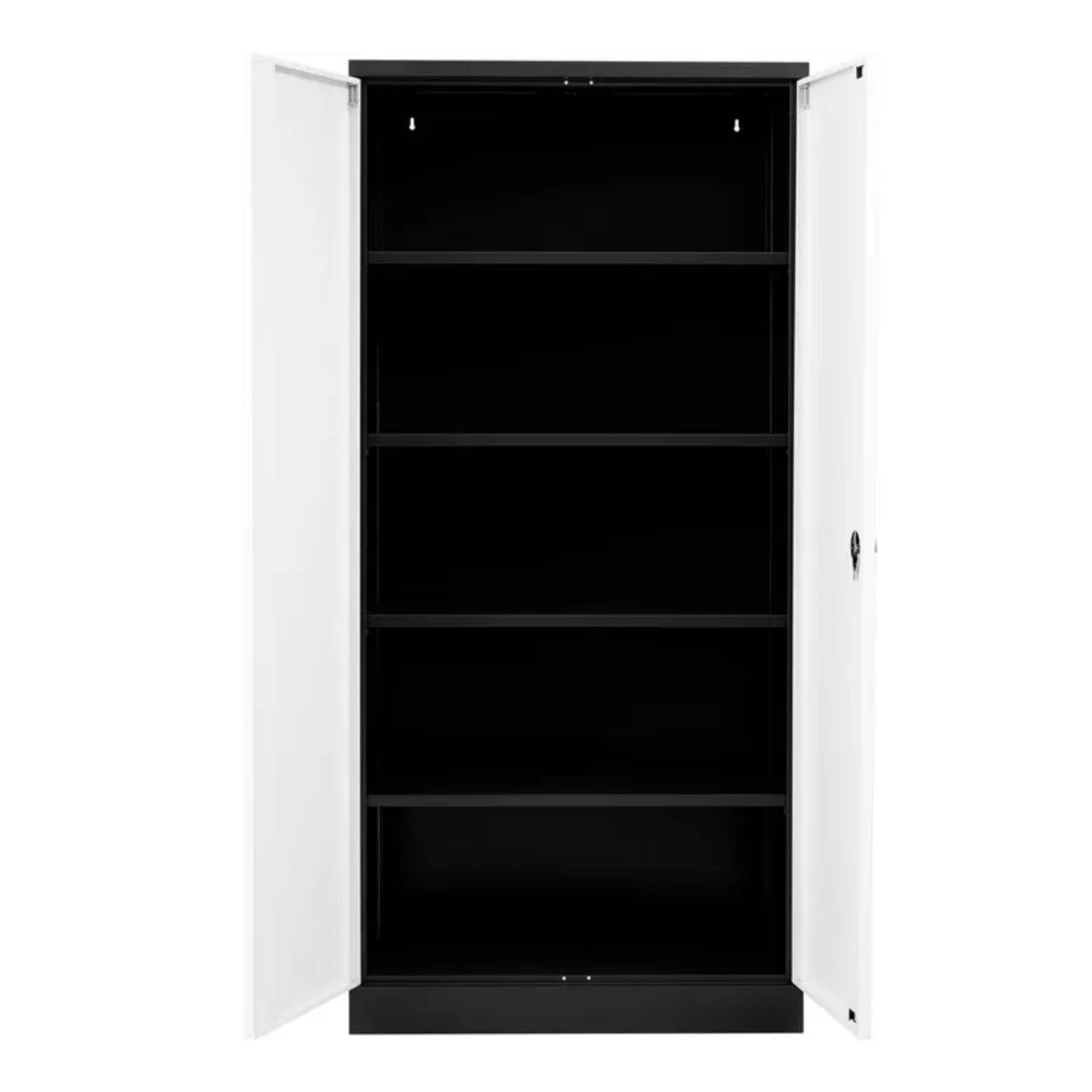 STAHLSCHRANK Bee mit 9 lackierten Fachböden 195x92x42 cm Korpusfarbe Anthrazit Frontfarbe Verkehrsweiß - Weiß, Metall (92/195/42cm)