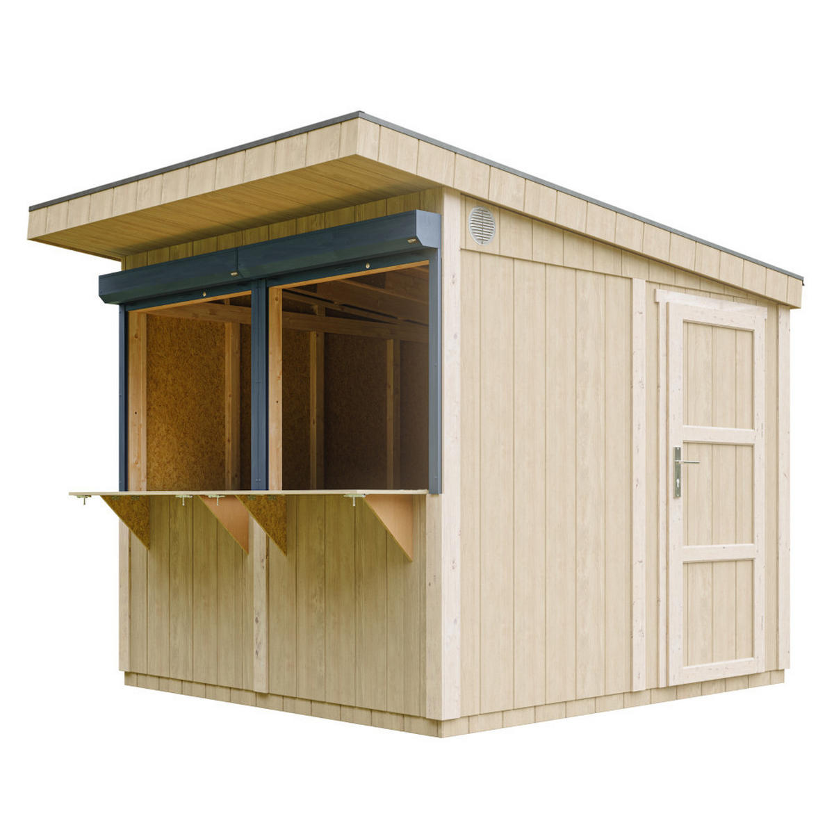 VERKAUFSSTAND - 5,9m² - H240x248x305 cm - LP Smartside Paneelbauweise - Timbela M950 - Beige, Holzwerkstoff (248/240/305cm) - Timbela