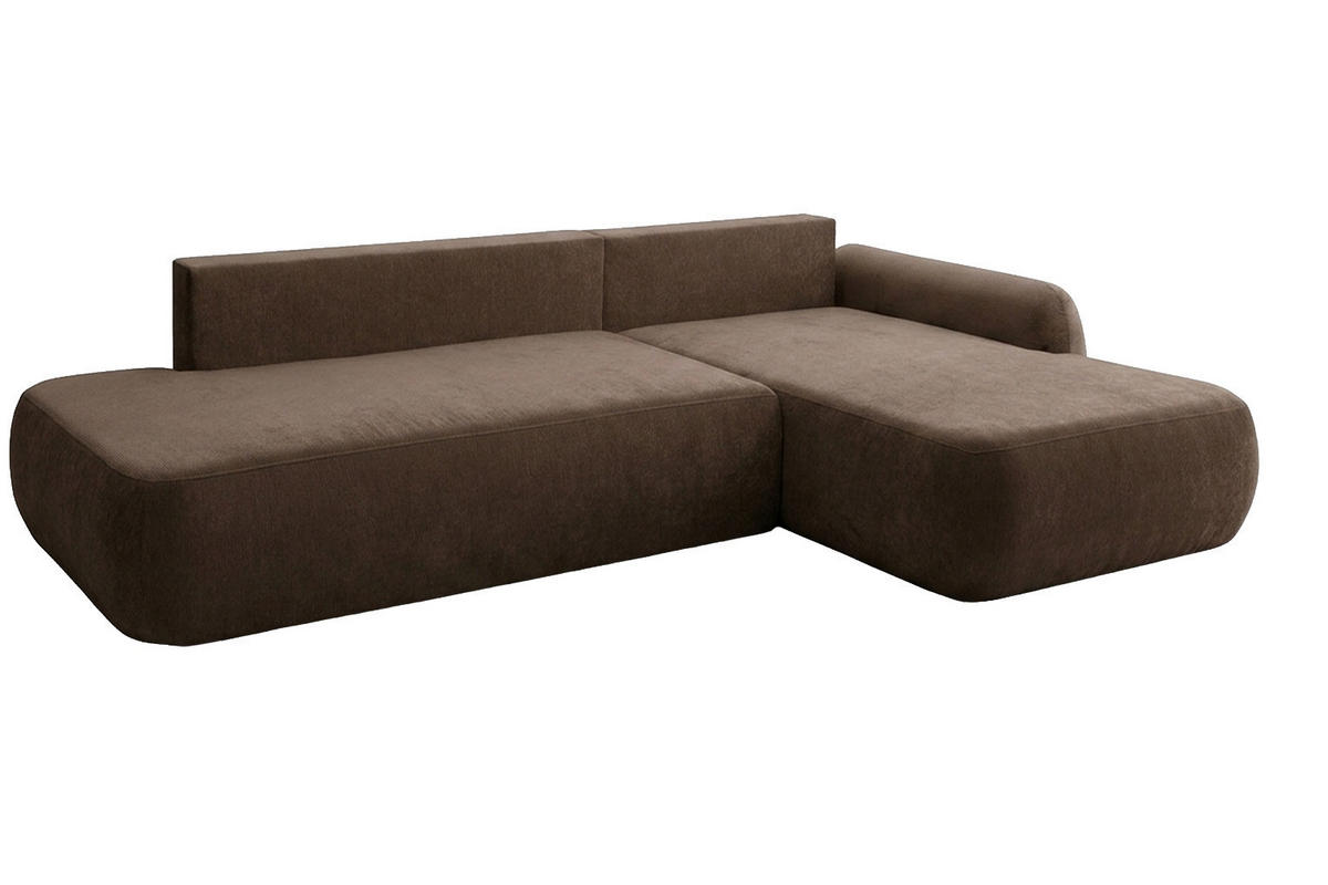 ECKSOFA Mit Schlaffunktion Und Bettkasten, Velvet-Stoff Vena, Dunkelbeige, Rechts, HELA I - Beige, Holz (302/184cm) - Kaiser Möbel