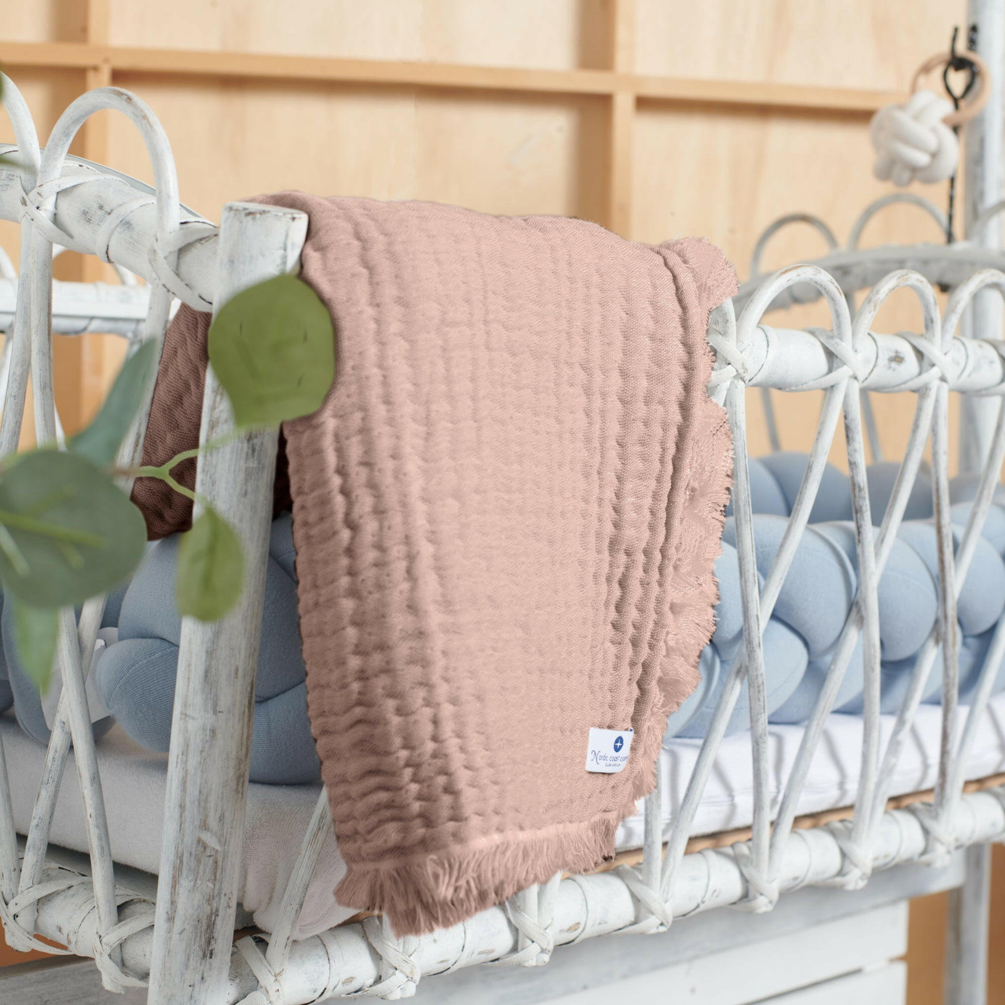 MUSSELINDECKE Altrosa Fransen - Altrosa, Textil (80/80cm) - nordic coast company