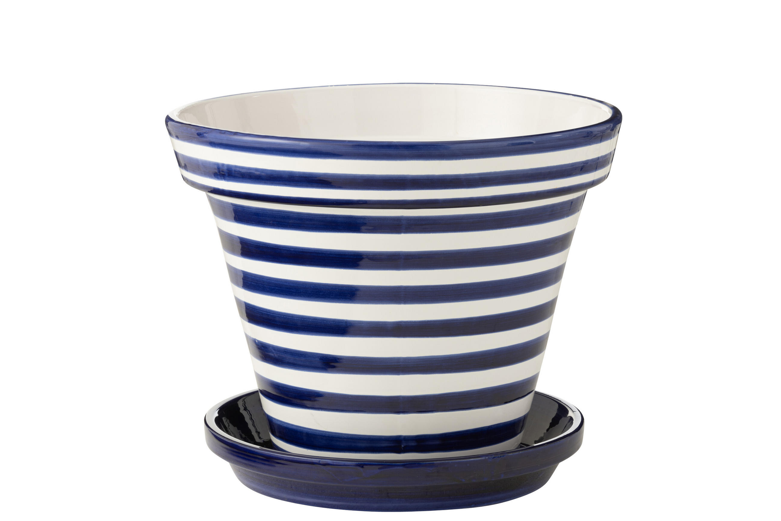 BLUMENTOPF GRANADA STRIPES - Töpferei - Blau - XL - Ø 50 cm - Multicolor, Keramik (50/40cm) - J-Line