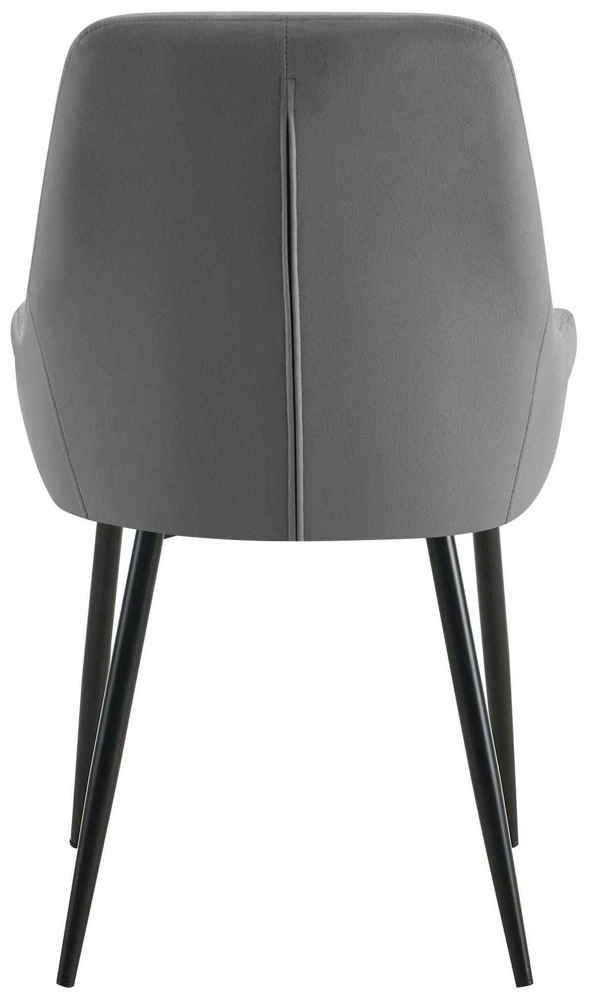 ESSZIMMERSTUHL 2er Set Punar Samt Dunkelgrau Schwarz Wohnzimmerstuhl - Dunkelgrau, Textil (50/86/53cm) - DELUKE