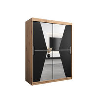 SCHWEBETÜRENSCHRANK 200/150/62 2-türig - Silberfarben/Schwarz, Holz/Kunststoff (150/200/62cm) - Abiks Möbel