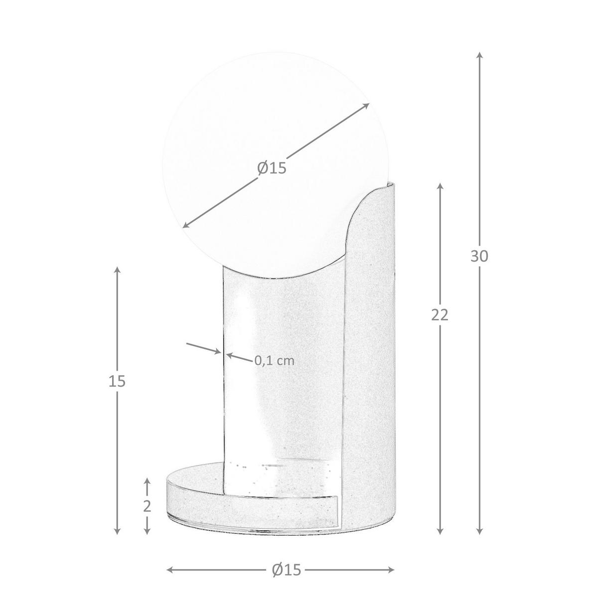TISCHLEUCHTE aus weißem Glas und schwarzem Stahl Ø15/30 cm - Schwarz, Metall (15/15/30cm) - The Lumine