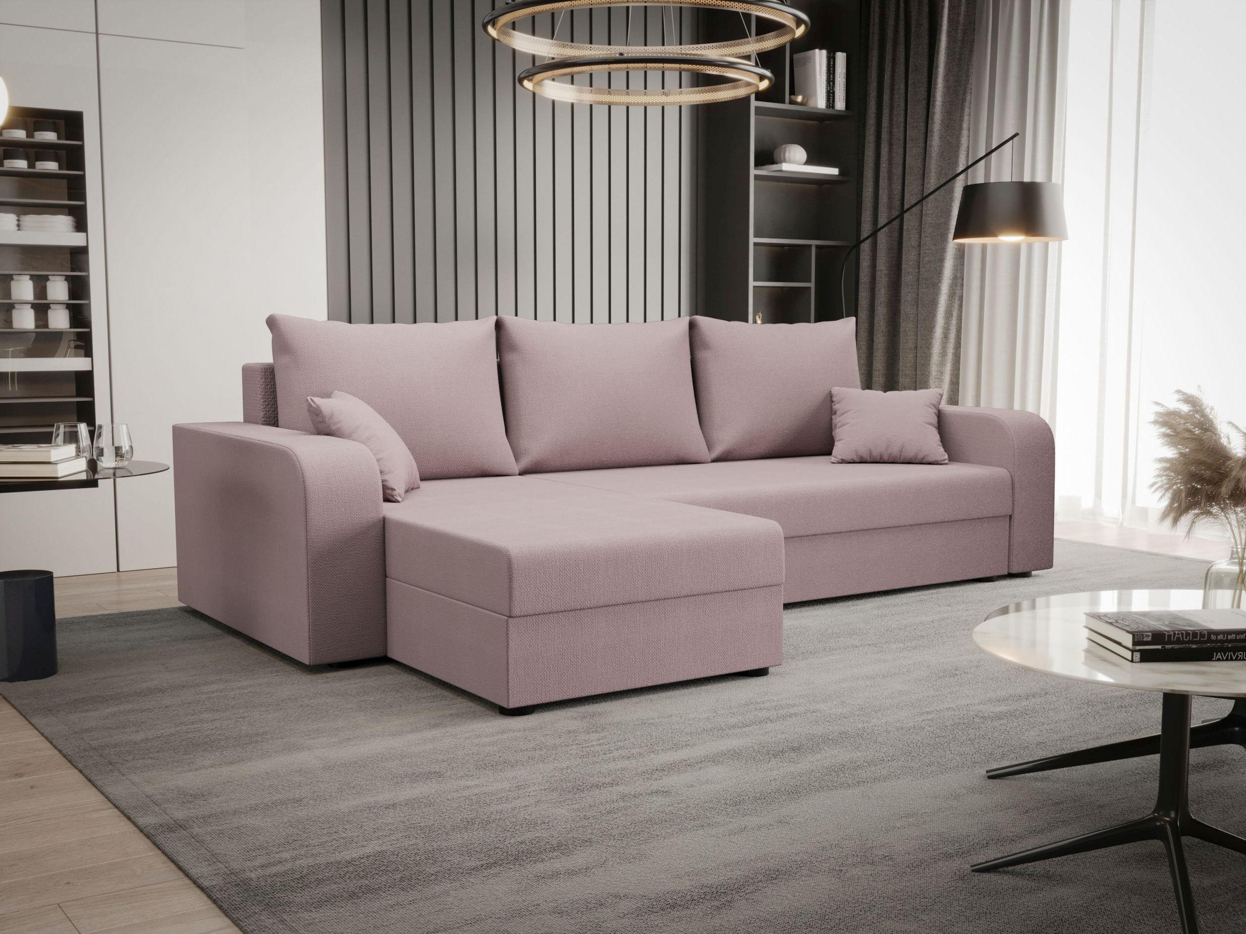 ECKSOFA HEWLET L BIS Cosmic 14 Links mit Schlaffunktion - Rosa, Textil (240/140cm) - Bedante