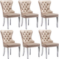 ESSZIMMERSTUHL gepolstert ca. 62,5 x 94,5 cm Samt Beige 6er-Set - Beige, Metall (62.5/94.5/53.2cm) - Meubliv