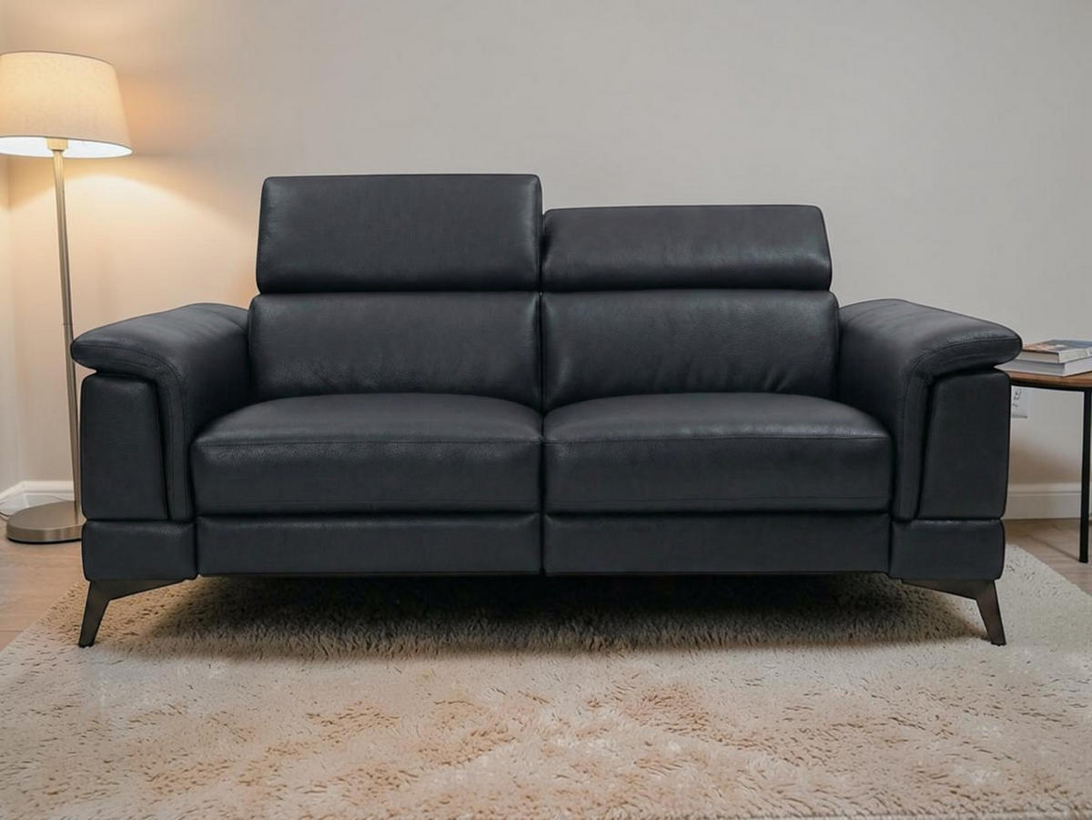 2-SITZER Sofa Planet Echtleder Schwarz - Schwarz, Leder/Metall (172/80/110cm)